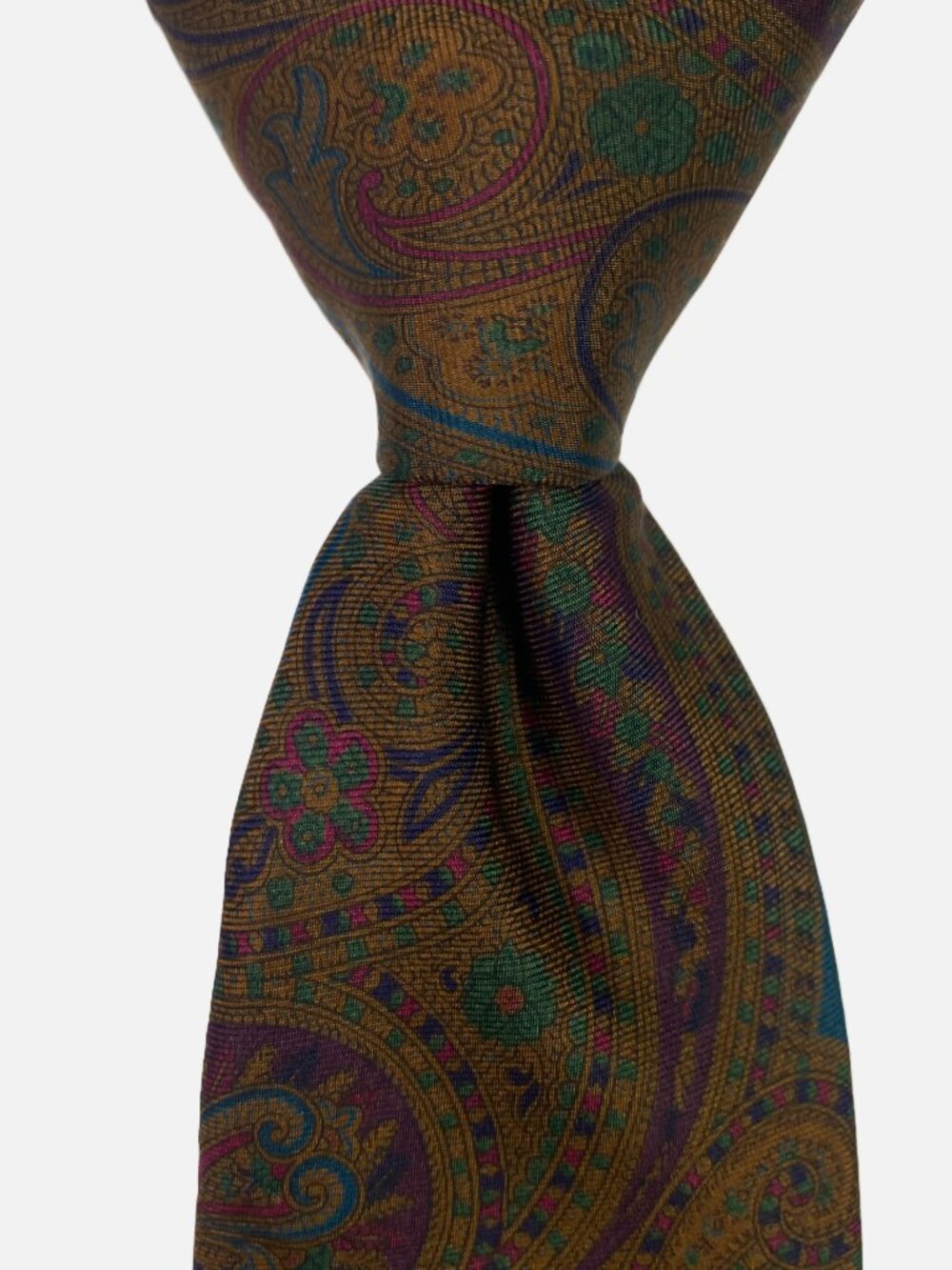 Vintage Vineyard Vines Paisley Tie Silk Made in USA Bronze Purple Ancient Madder